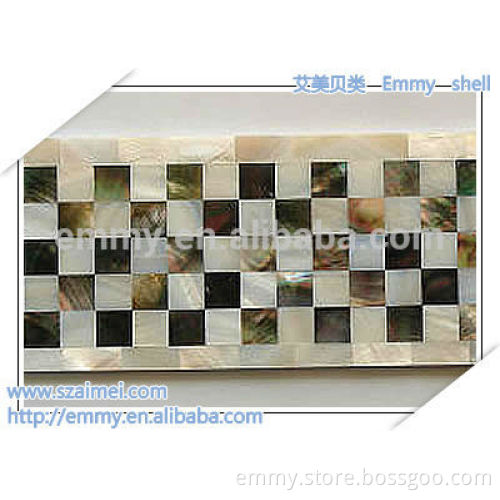 mother of pearl shell mosaic tile wall waist line